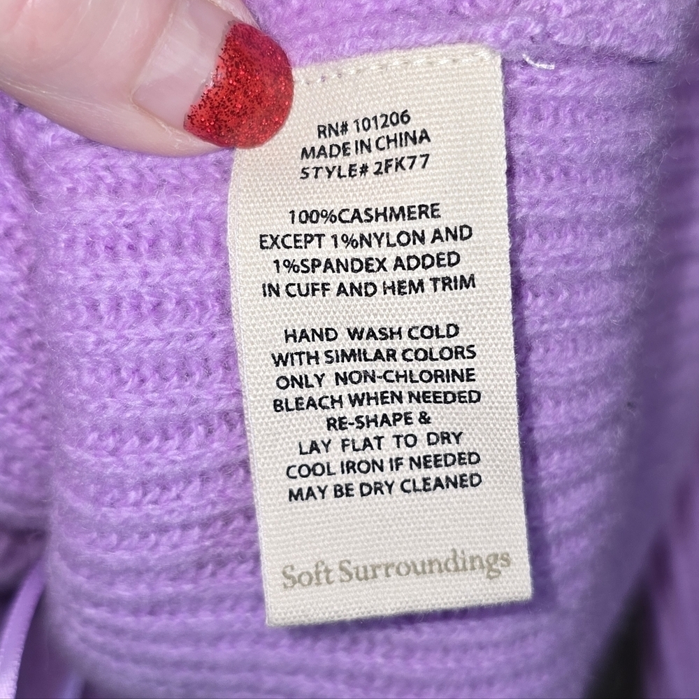 Soft Surroundings Tatiana Cowl Neck Oversized Cashmere Sweater Lilac Size Large - Picture 9 of 9